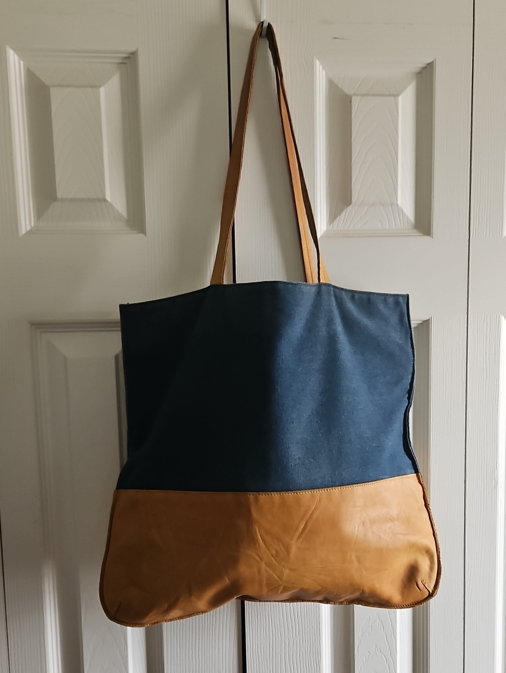 SALE! Hearth & Hand Navy and Brown Leather Accent Tote Bag